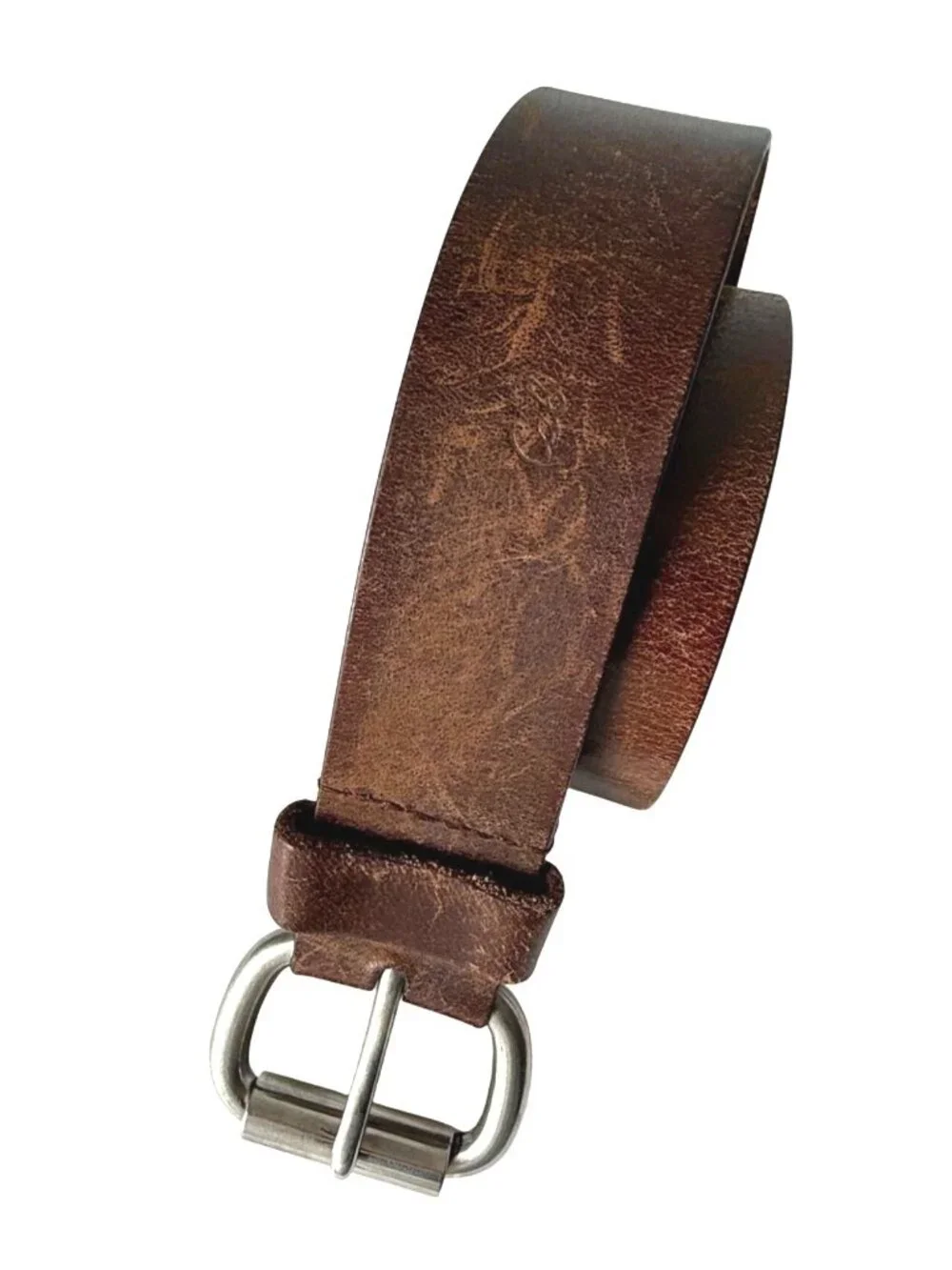 Cabelas Men's Leather Belt Sz 38 Brown Distressed Classic Cowboy Western